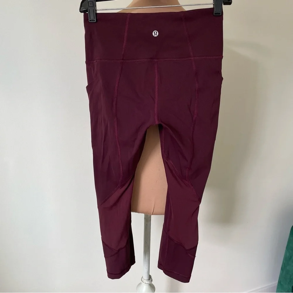 Lululemon Cassis Red Pace Rival High-Rise Mesh Panel Crop 22